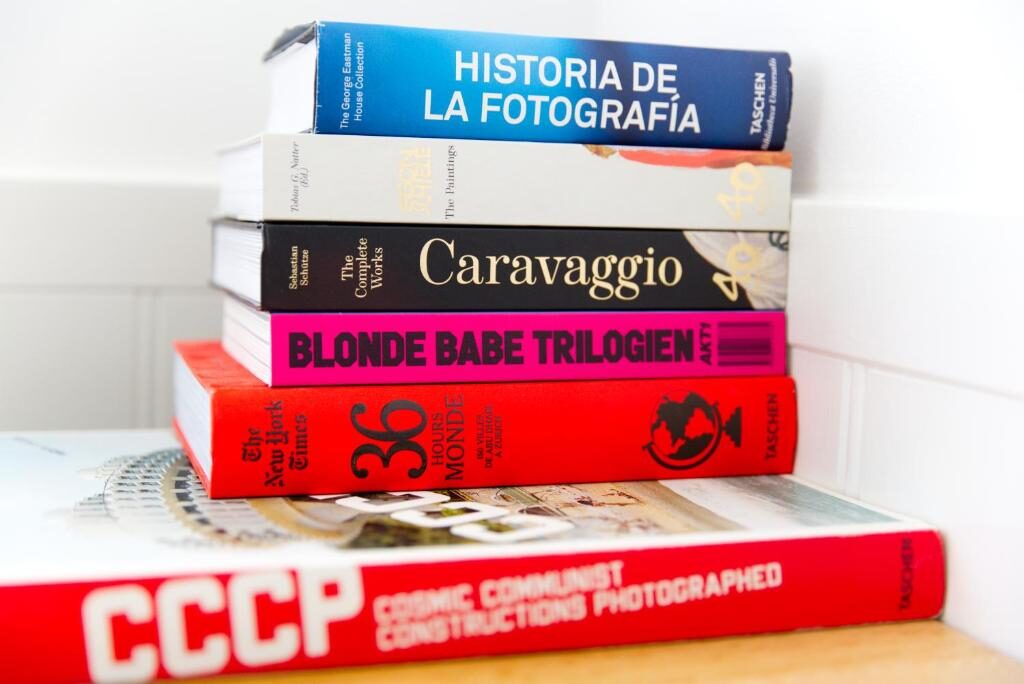 Art books selected for guests at Gertruds Petit Hotel